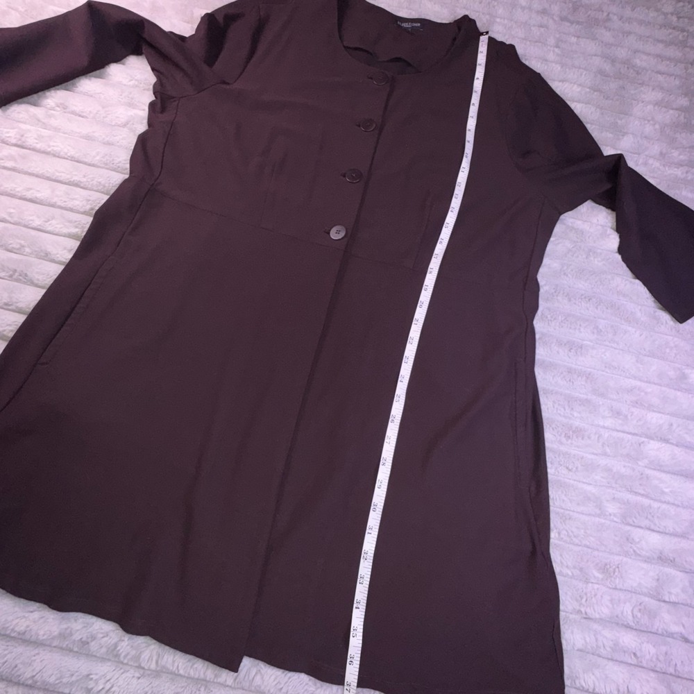 Eileen Fisher Cardigan Womens 1X Button Front Brown Slinky Liquid Knit Lagenlook - Picture 11 of 14